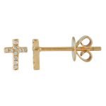 14 Karat Yellow Gold Cross with Diamonds