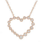 14k Rose Gold Open Heart Diamond Necklace