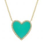 14k Yellow Gold Heart Turquoise Pendant