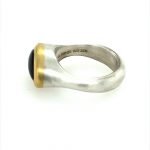 22k Gold Bezel Free Form Onyx Sterling Silver Ring