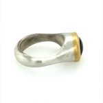 22k Gold Bezel Free Form Onyx Sterling Silver Ring
