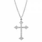 14k White Gold Diamond Cross Necklace