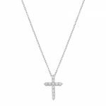 14k White Gold Diamond Cross Necklace