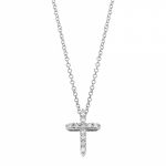 14k White Gold Diamond Cross Necklace