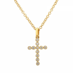 14k Yellow Gold Diamond Cross Necklace