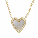 14k Yellow Gold Mop Heart Necklace