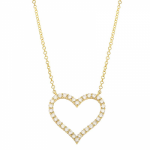 14k Yellow Gold Open Heart Diamond Necklace