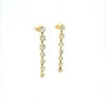 14KY Gold 6 Prongs Graduated Diamond Drop Earrings