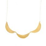 22K Gold Hammered Crescent Trio Necklace