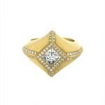 22K Gold Pyramid Fireworks Cocktail/Signet Ring