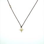 14K North Star Pendant on Brown Silk Cord