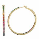 14k Yellow Gold Multi Sapphire Hoop Earrings
