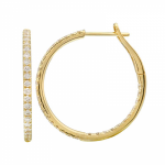 14k Yellow Gold Diamond Hoop Earrings
