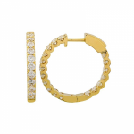 14k Yellow Gold In & Out Diamond Hoop Earrings