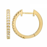 14k Yellow Gold Diamond Huggie Earrings
