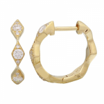 14k Yellow Gold Diamond Huggie Earrings