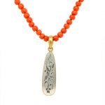 22K Gold Wrapped Turquoise Pendant With Engraved Silver Back