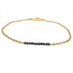 22k Gold Chain Bracelet With Black Diamond Beads