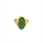 22k Gold Long Oval Jade Unisex Signet Ring
