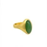 22k Gold Long Oval Jade Unisex Signet Ring