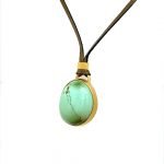 22K Gold Wrapped Arizona Turquoise Pendant With Engraved Silver Back