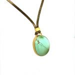 22K Gold Wrapped Arizona Turquoise Pendant With Engraved Silver Back