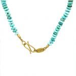 22K Gold Wrapped Turquoise Pendant and Beads With Engraved Silver Back