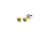 22 Karat Gold Hammered Turquoise Stud Earrings 4mm