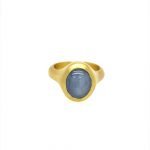 22k Gold Oval Star Sapphire Unisex Signet Ring