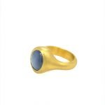 22k Gold Oval Star Sapphire Unisex Signet Ring