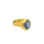 22k Gold Oval Star Sapphire Unisex Signet Ring