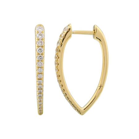 14k Yellow Gold Graduated Diamond Hoop Earrings