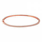 14 Karat Rose Gold Double Row Diamond Bangle Bracelet