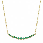 14k Yellow Gold Emerald Curved Bar Shared Prong Necklace