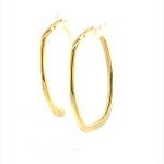 14k Yellow Gold Long Oval Hoop Earrings