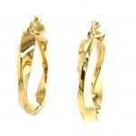 14k Yellow Gold Twisted Oval Hoop Earrings