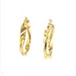 14k Yellow Gold Twisted Oval Hoop Earrings