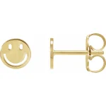 14 Karat Yellow Gold Smiley Face Stud Earrings