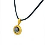 22K Gold Tahitian Pearl Pendant on Leather