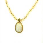 22k Gold Frame Free Form Australian Opal Pendant On Opal Beads