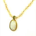 22k Gold Frame Free Form Australian Opal Pendant On Opal Beads