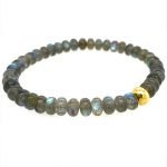 22K Gold Labradorite Beads Stretch Bracelet