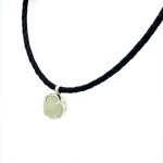 Sterling Silver Prong Round Aquamarine Pendant on Leather