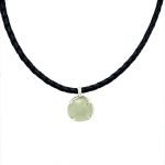 Sterling Silver Prong Round Aquamarine Pendant on Leather