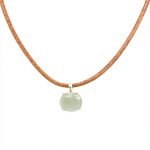 Sterling Silver Prong Round Aquamarine Pendant on Leather