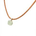 Sterling Silver Prong Round Aquamarine Pendant on Leather