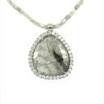 Platinum Pave Diamonds Free-Form Diamond Slice Necklace