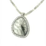 Platinum Pave Diamonds Free-Form Diamond Slice Necklace
