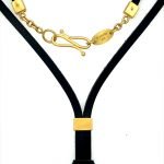 22 Karat Gold Prongs, Silver Wrapped Roman Coin Leather Necklace