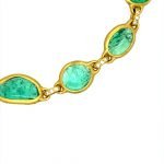 22 Karat Gold Wrapped Free-Form Emeralds and Diamonds Bracelet